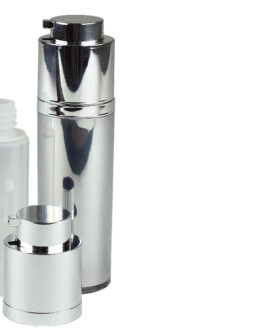 Airless Serum Lotion Pump with FLAT Top Silver Button